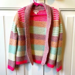 Girls knitted multi-colored cardigan. Super cute